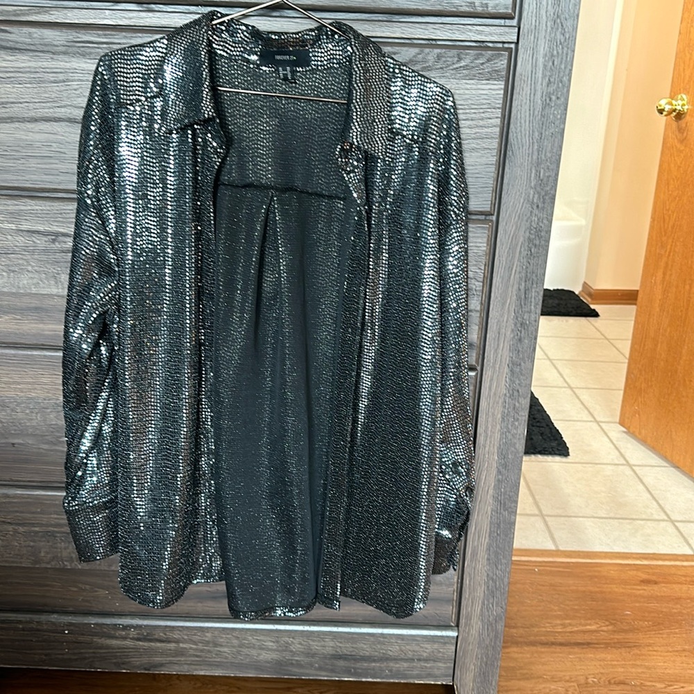 Never worn Forever 21 glitter button up